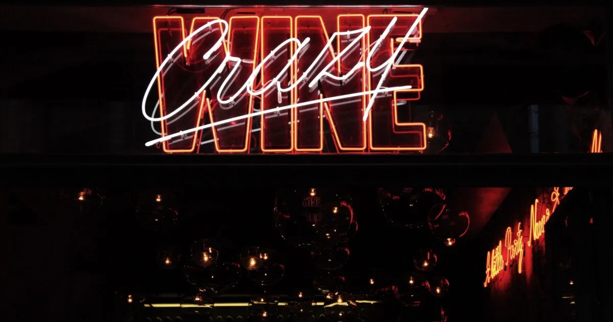 Dark neon bar interior, Berlin gay sex club atmosphere